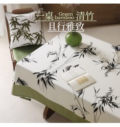 MOCOFO Bamboo Print Tablecloth - Elegant Asian Inspired Kitchen Dining Table Cover - Zen Style Fabric