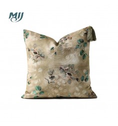 MOCOFO Ink Bamboo Print Throw Pillow Cover - Elegant Linen Cushion for Sofa, Bed, Living Room Decor