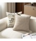 MOCOFO Textured Striped Throw Pillow, Neutral Woven Decorative Cushion, Soft Accent Pillow for Sofa & Bed, Cream/Beige