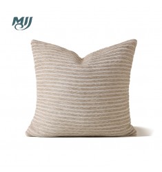 MOCOFO Textured Striped Throw Pillow, Neutral Woven Decorative Cushion, Soft Accent Pillow for Sofa & Bed, Cream/Beige