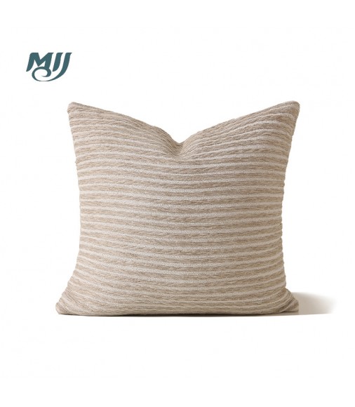 MOCOFO Textured Striped Throw Pillow, Neutral Woven Decorative Cushion, Soft Accent Pillow for Sofa & Bed, Cream/Beige