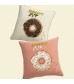 MOCOFO Donut Embroidered Pillow Cover, 45x45cm, Fun Cartoon Cushion Case with Lace Trim