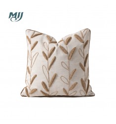 MOCOFO Embroidered Floral Throw Pillow Cover with Tassels - Decorative Linen Cushion for Sofa, Bed, Living Room