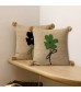 MOCOFO Embroidered Floral Throw Pillow Cover with Tassels - Decorative Linen Cushion for Sofa, Bed, Living Room