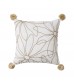 MOCOFO Embroidered Floral Throw Pillow Cover with Tassels - Decorative Linen Cushion for Sofa, Bed, Living Room