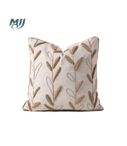 MOCOFO Embroidered Floral Throw Pillow Cover with Tassels - Decorative Linen Cushion for Sofa, Bed, Living Room