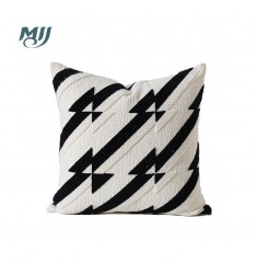Geometric Textured Throw Pillow Cover - Modern Black and White Cushion Case for Sofa, Bed, Living Room - MOCOFO