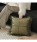 MOCOFO Faux Leather Fringe Throw Pillow Cover, Rustic Boho Decorative Cushion Case for Sofa, Bed, Living Room