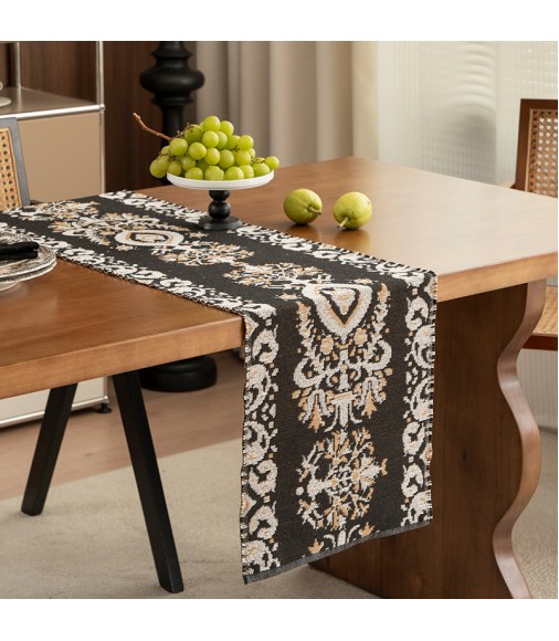 MOCOFO American Retro Table Runner - French Vintage Style Coffee Table Runner, Antique Console Table Cover, TV Stand Drape, Dining Table Cloth