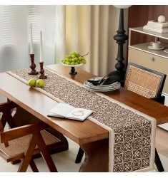 MOCOFO Geometric Jacquard Table Runner - 13x72 Inch Olive Green Dining Decor