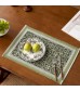 MOCOFO Reversible Green Woven Placemat Set - Indoor Outdoor Table Mats for Dining Kitchen