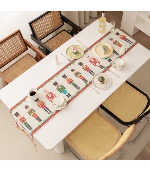 MOCOFO Christmas Nutcracker Table Runner - American Style Luxury Coffee Table Scarf, Festive Dresser Cover, Elegant Dining Table Centerpiece