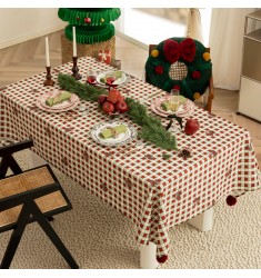 MOCOFO Buffalo Check Tablecloth with Pom-Poms - Farmhouse Plaid Kitchen Dining Table Cover - Rustic Decorative Linen