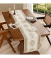 MOCOFO Leaf Print Table Runner - 14x72 Inch Beige - Elegant Dining Table Decoration