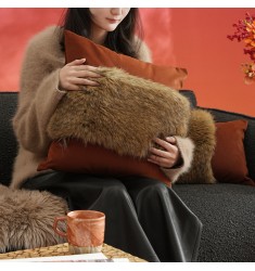 MOCOFO Faux Fur & Velvet Pillow Cover, Light Luxury Lumbar Support Cushion Case