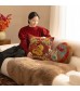 MOCOFO Embroidered Chenille Throw Pillow, Ornate Accent Cushion for Cultural Decor