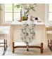 MOCOFO Bird Print Tassel Table Runner - 13x70 Inch Cotton Linen Dining Table Decor
