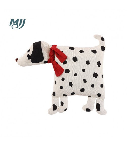 MOCOFO Knitted Dalmatian Pillow, Cute Dog Throw Cushion with Scarf, Soft Decorative Pillow for Kids & Home Decor