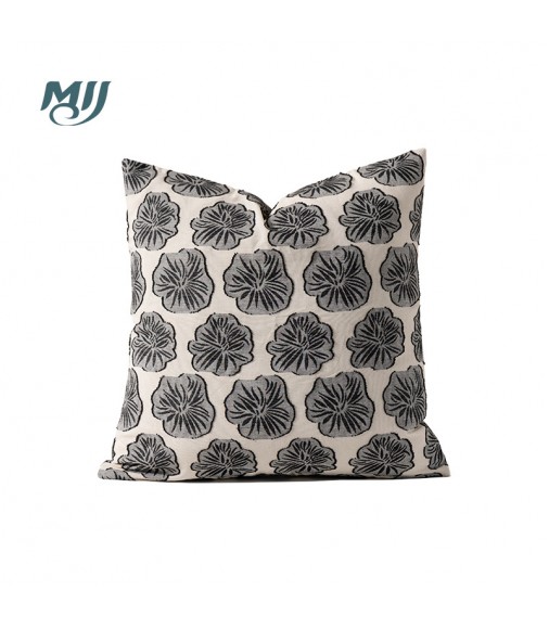 MOCOFO Textured Floral Appliqué Throw Pillow Cover, Modern Decorative Cushion Case for Sofa, Bed, Living Room