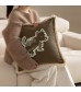 MOCOFO Cute Embroidered Dog Throw Pillow Cover with Fringe - Whimsical Linen Cushion for Kids Room, Nursery, Sofa