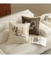 MOCOFO Cute Embroidered Dog Throw Pillow Cover with Fringe - Whimsical Linen Cushion for Kids Room, Nursery, Sofa