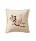 MOCOFO Cute Embroidered Dog Throw Pillow Cover with Fringe - Whimsical Linen Cushion for Kids Room, Nursery, Sofa