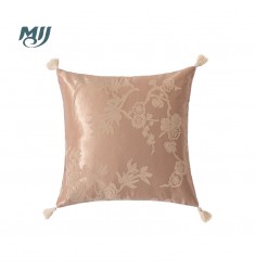 MOCOFO Jacquard Satin Throw Pillow Cover - Elegant Floral Decorative Cushion with Tassels