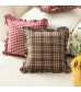 Campfire Plaid Ruffled Throw Pillow Cover - Rustic Country Farmhouse Cushion Case for Sofa, Bed, Living Room - MOCOFO Style