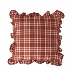 Campfire Plaid Ruffled Throw Pillow Cover - Rustic Country Farmhouse Cushion Case for Sofa, Bed, Living Room - MOCOFO Style