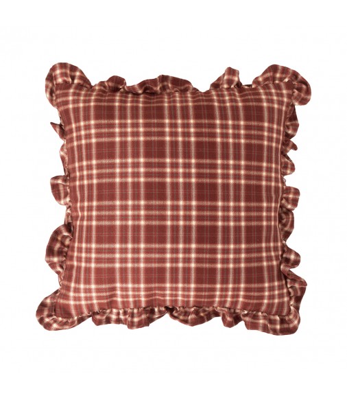 Campfire Plaid Ruffled Throw Pillow Cover - Rustic Country Farmhouse Cushion Case for Sofa, Bed, Living Room - MOCOFO Style