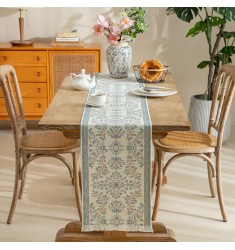 MOCOFO Floral Print Table Runner with Tassels - 13x72 Inch Decorative Dining Linen