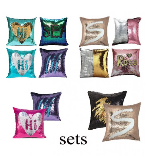 MOCOFO Glitter sequin flip Pillow 16X16'' Decorative Mermaid  Pillow Cover that change color (discount on sets)