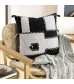 MOCOFO Decorative Velvet Pillow Case - Black White Tufted Throw Pillow Cover