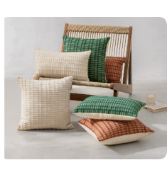 French Woven Cotton Throw Pillow Cover Heathered Lumbar Cushion Case