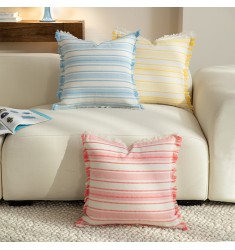 Boho Throw Pillow Cover with Tassels Accent Couch Cushion (45x45 cm)