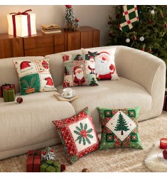 Cute Christmas Plush Throw Pillow Cover 18x18, Holiday Cushion Case for Couch