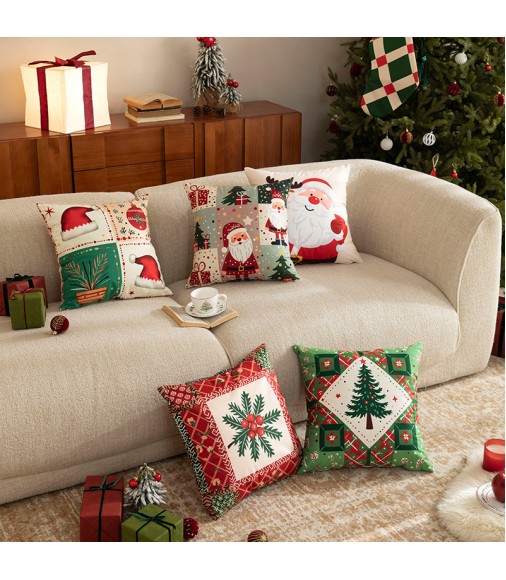 Cute Christmas Plush Throw Pillow Cover 18x18, Holiday Cushion Case for Couch