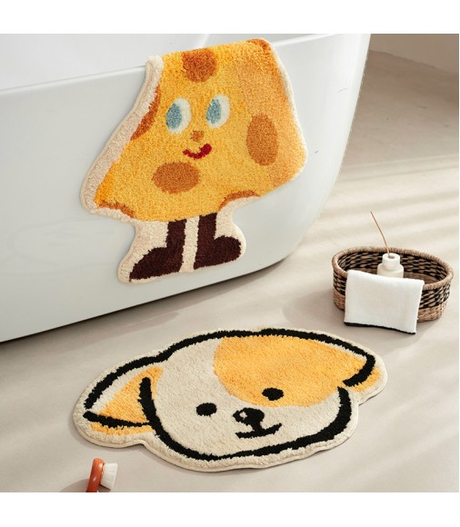 Cute Tufted Microfiber Rug | Absorbent Non-Slip Irregular Shaped Bath Mat