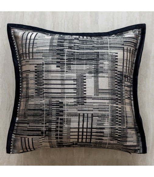 Modern Woven Faux Leather Pillow Covers, Italian Luxury Black & White Cushion Case for Sofa Decor