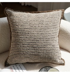 Luxury Aesthetic Brown Sofa Cushion Cover | Wabi-Sabi Light Luxury Pillow Case for Couch Bed Backrest (Polyester, Solid Color)