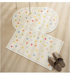 Colorful Polka Dot Quick-Dry Bath Mat - Non-Slip Absorbent PU Rug for Bathroom & Kitchen