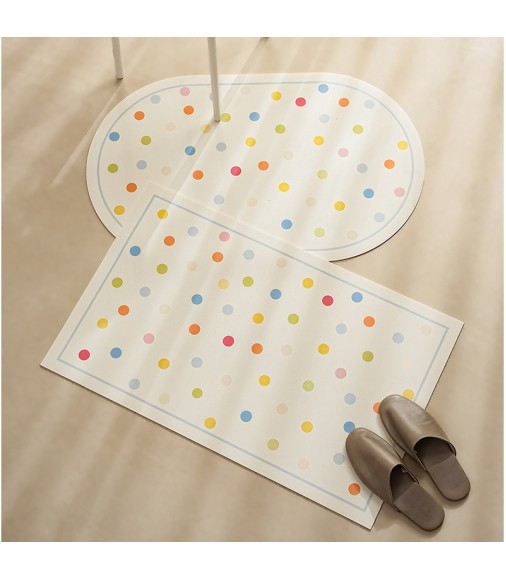 Colorful Polka Dot Quick-Dry Bath Mat - Non-Slip Absorbent PU Rug for Bathroom & Kitchen