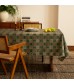 Vintage Sage Green Faux Linen Tablecloth - Textured Rectangular Table Cover for Boho Dining Decor
