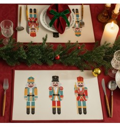 Nutcracker Christmas Placemats - Vintage Holiday Table Mats for Festive Dining Room Decor (Set)