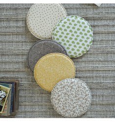 Round Cotton Chair Pads - Nordic Floral Non-Slip Quilted Seat Cushions for Dining, Office & Patio