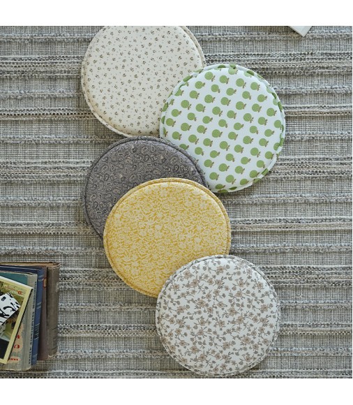 Round Cotton Chair Pads - Nordic Floral Non-Slip Quilted Seat Cushions for Dining, Office & Patio