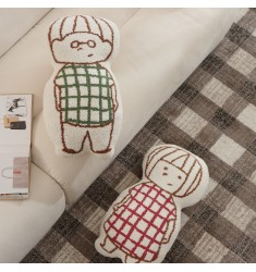 Aesthetic Boucle Character Pillow - Cozy Sherpa Shaped Throw Cushion for Sofa & Bed Decor