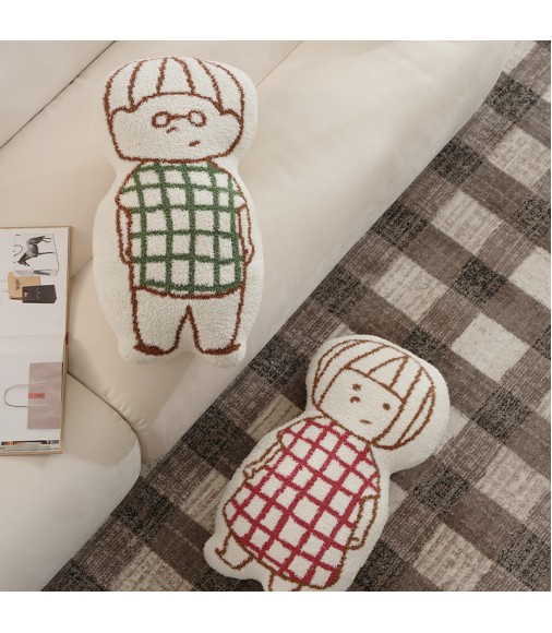 Aesthetic Boucle Character Pillow - Cozy Sherpa Shaped Throw Cushion for Sofa & Bed Decor