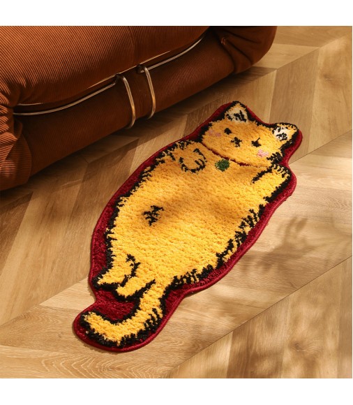 Festive Lucky Cat Bath Mat | Non-Slip Red Lunar New Year Rug