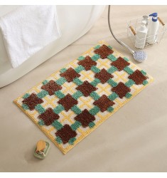 Retro Geometric Microfiber Bath Mat | Non-Slip Absorbent Bathroom Rug